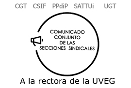 Escrito conjunto a la rectora de CGT, CSIF, PPdiP, SATTUi y UGT